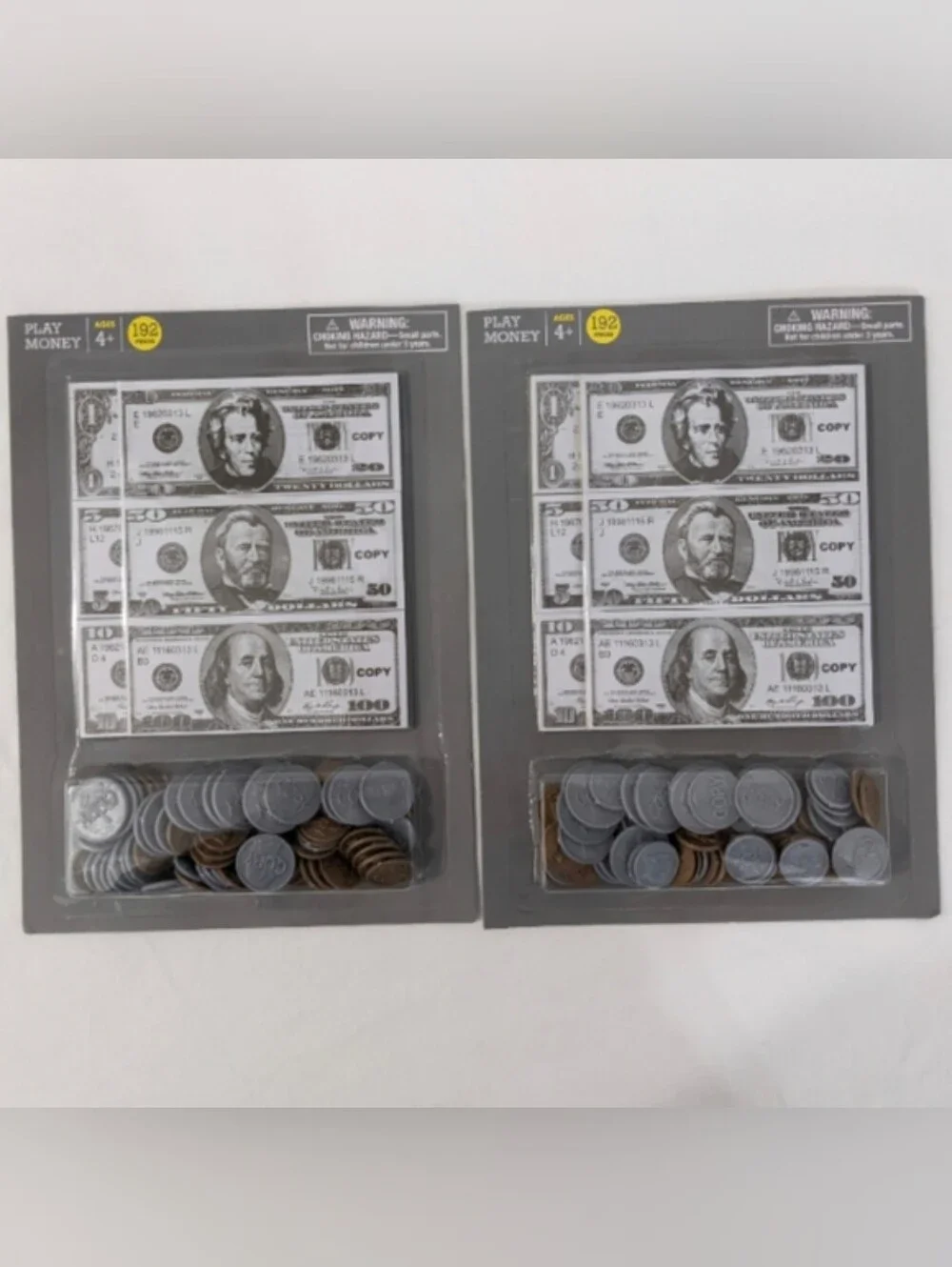 NEW Kids Pretend Play Money Bills, Cash, Coins (2 Packs)(384 Pieces)